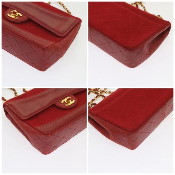 CHANEL Matelasse Chain Shoulder Bag Canvas Red CC Auth 59869A - Picture 16 of 16